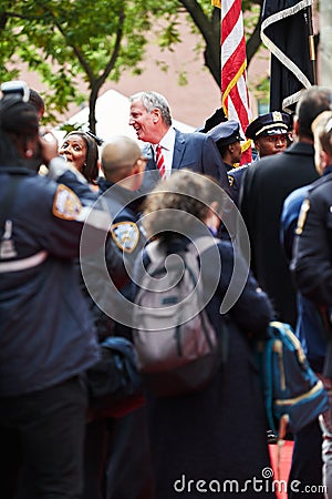 Mayor Bill de Blasio at Veterans Day Parade in NYC Editorial Stock Photo