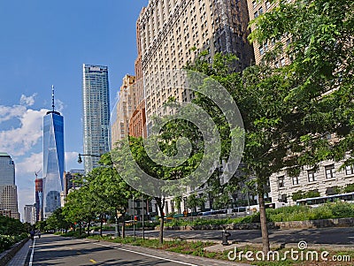 Manhattan west side bicycle trail Stock Photo