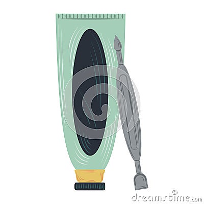 manicure cuticle pusher and cream care tool in cartoon style Vector Illustration