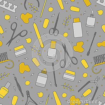 Manicure equipment vector seamless pattern Vector Illustration