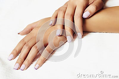Manicure.female hands.beauty salon.shellac polish Stock Photo