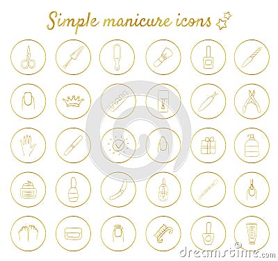 Manicure icons. Highlights Stories Covers for popular social media. Perfect for bloggers. Set of hand drawn signs Vector Illustration