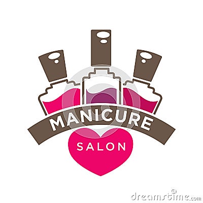 Manicure salon or nails design studio vector polish bottles icon Vector Illustration