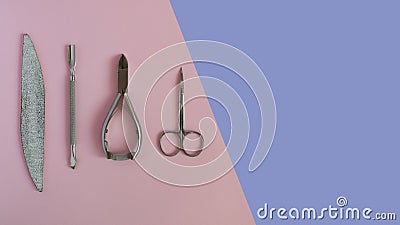 Manicure tools on background. Stock Photo