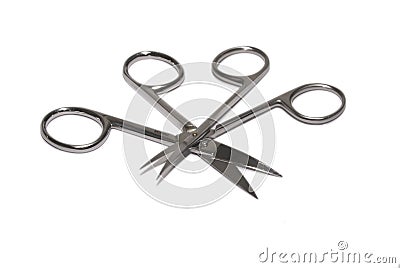 Manicure tools - scissors on white backgorund Stock Photo