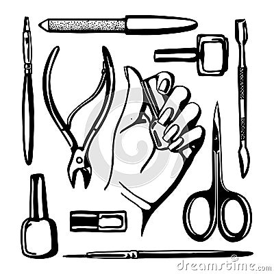 Manicure tools set Vector Illustration