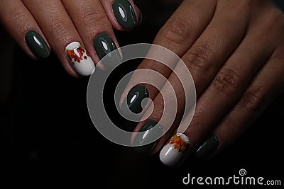 Manicured nails Nail Polish art design. Best Stock Photo