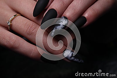 Manicured nails Nail Polish art design. Best Stock Photo