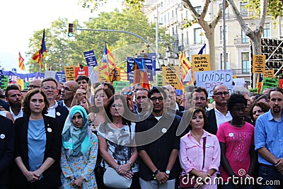 Manifestation against terrorism in Barcelona Editorial Stock Photo