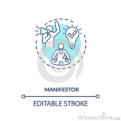 Manifestor turquoise concept icon Vector Illustration