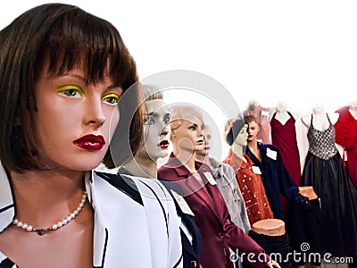 manikins group, on white Stock Photo