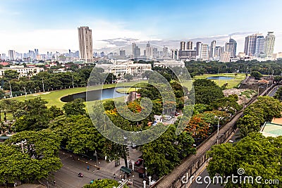 Manila cityscape from Intramuros Stock Photo