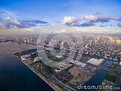 Manila Cityscape, Philippines. Bay City, Pasay Area. Skyscrapers in Background Stock Photo