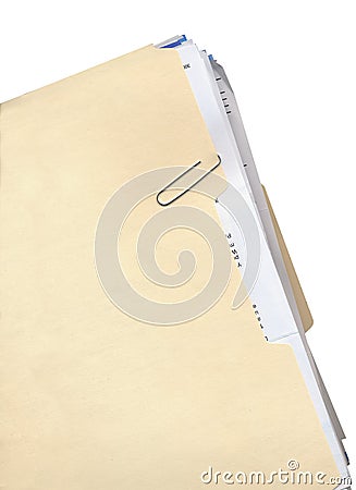 Manila Folder and Paper Clip Stock Photo