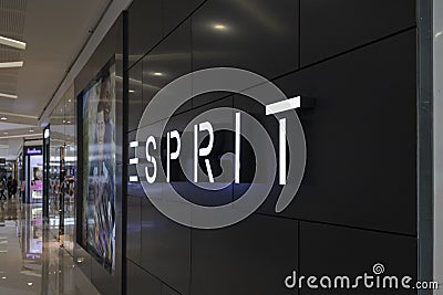 Manila, 22 March 2018 - Esprit brand name on store entrance in SM Mall of Asia shopping mall. Everyday fashion store Editorial Stock Photo