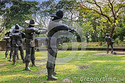 The Martyrdom of Dr. Jose Rizal large metal statues in Rizal Park, Manila Editorial Stock Photo