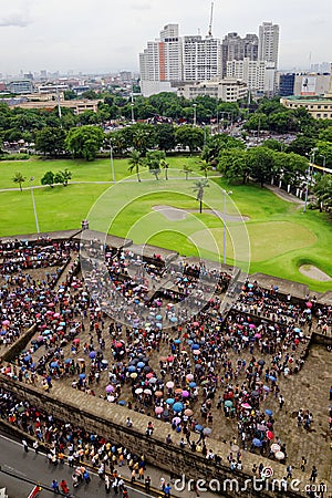 Manila, Philippines. Local People Gather at the Bastion of the Intramuros Wall Editorial Stock Photo