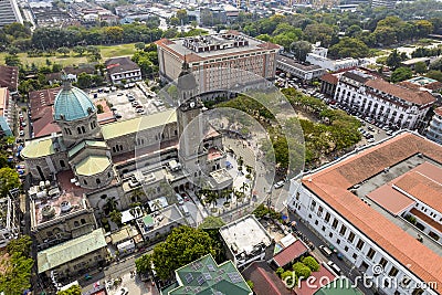 Manila, Philippines - Looking down at Manila Cathedral, Plaza Roman, Palacio del Gobernador and Ayuntamiento de Manila Editorial Stock Photo