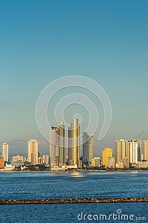Portrait of tall towers south of South Harbor, Manila, Philippines Editorial Stock Photo