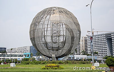 SM Mall of Asia planet earth steel structure monument in Manila Editorial Stock Photo
