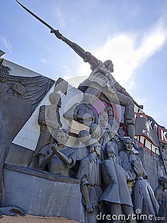 View of Bonifacio and the Katipunan Revolution Monument in Manila Editorial Stock Photo