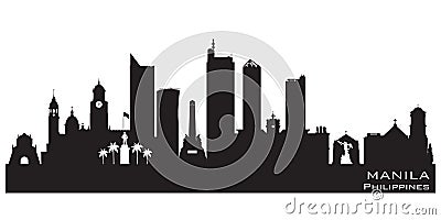 Manila Philippines city skyline vector silhouette Vector Illustration