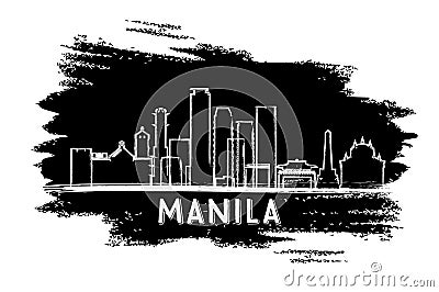 Manila Philippines Skyline Silhouette. Hand Drawn Sketch. Stock Photo