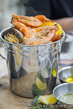 Manilla and shrimp Stock Photo