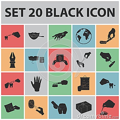 Manipulation by hands black icons in set collection for design. Hand movement in medicine vector symbol stock web Vector Illustration