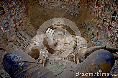 Manjusri bodhisattva cave of Yungang grottoes Stock Photo