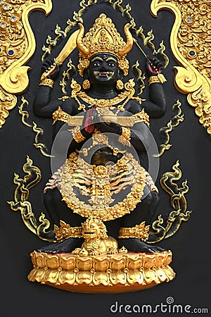 Manjusri Maha Bodhisattva statue at the temple in Thailand. Stock Photo