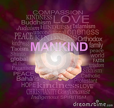 Mankind World Religions word cloud Stock Photo