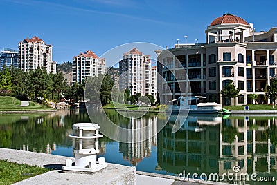 Condos on a Manmade Lagoon Stock Photo