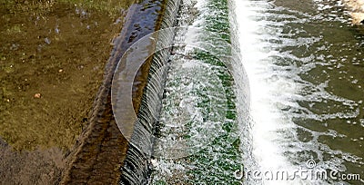 Manmade Waterfall Closeup. Flowing Water Stock Photo