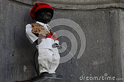 Brussels, Belgium - a statue of little Manneken Pis seen close to the Grand Place Stock Photo