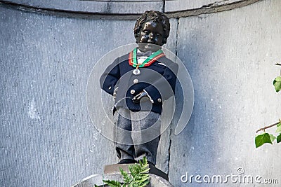 Manneken Pis statue, boy bronze sculpture in Brussels downtown Stock Photo