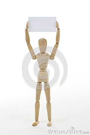 Mannequin with blank card Stock Photo