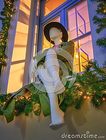 Mannequin in christmas decoration Stock Photo