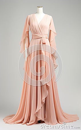 mannequin dress, peach fuzz, trending color of 2024,white background Stock Photo
