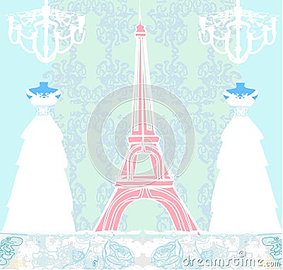 Mannequin and Eiffel Tower Vector Illustration