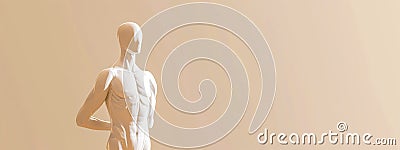 mannequin figure from behind, with a smooth, featureless surface in a neutral beige setting, ideal for concepts of Stock Photo