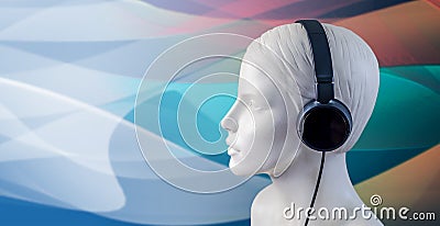 Mannequin headphones background banner Stock Photo
