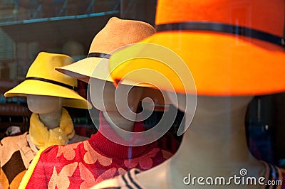 Mannequin heads with hat Stock Photo