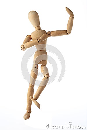 Mannequin old wooden dummy dancing thai style isolated on Stock Photo