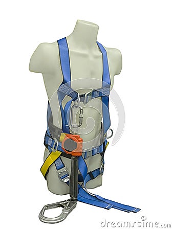 Mannequin in safety harness equipment Stock Photo