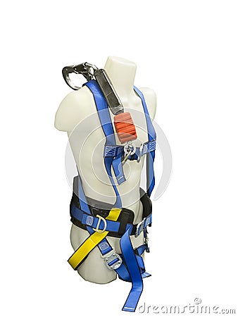 Mannequin in safety harness equipment Stock Photo