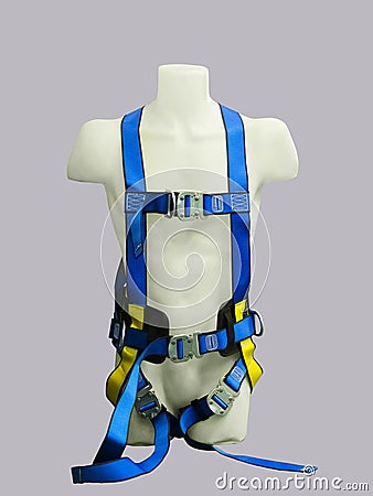 Mannequin in safety harness equipment Stock Photo