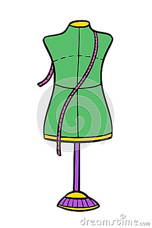 Mannequin sewing doodle Hand made needlework Vector illustration on white background Vector Illustration