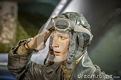 A mannequin stylized as a World War II exhibit in a museum Editorial Stock Photo