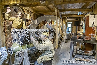 A mannequin stylized as a World War II exhibit in a museum Editorial Stock Photo